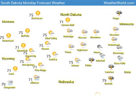 South Dakota Weather Map - WeatherWX.com Maps