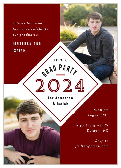 Twin Portraits Graduation Invitations by Basic Invite