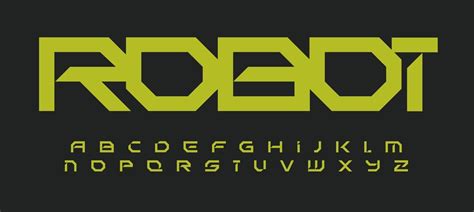 Alphabet in robotic technology style. Geometric futuristic font for ...