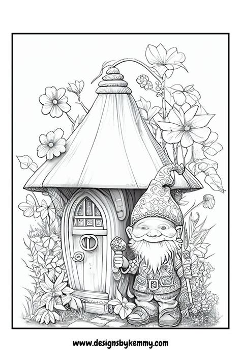 Spring Gnome Coloring Pages | Spring Coloring Printable | Designs By ...