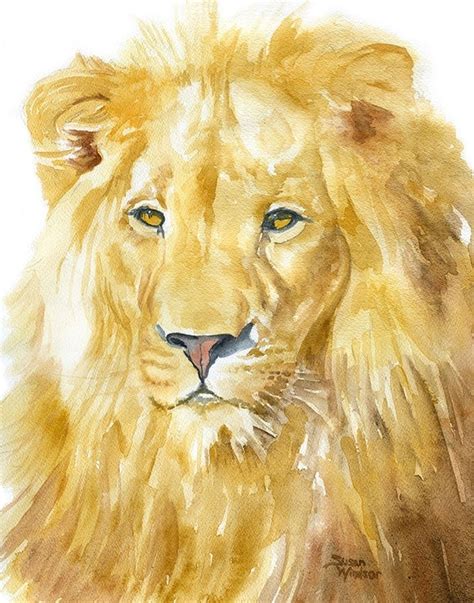 Lion Watercolor Painting 11 x 14 Giclee Print Fine Art