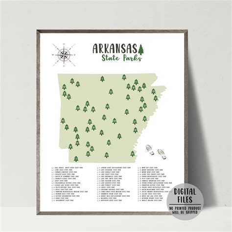 Arkansas State Parks Map | Gift For Hiker | Arkansas Map – Nomadic Spices