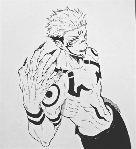 Download Jujutsu Kaisen Sukuna Anime Drawing Wallpaper | Wallpapers.com