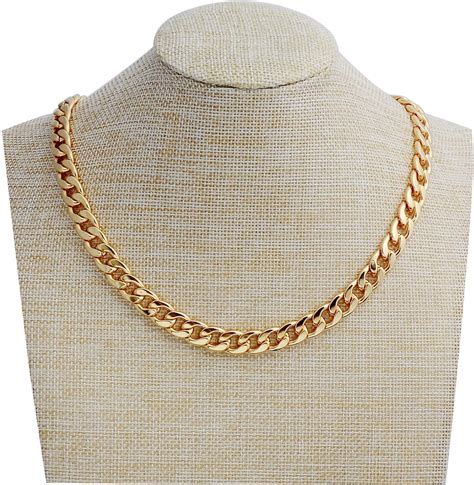 Gold Chain, 24" Gold Necklace, Fake Gold Chain for Men, Feel Real Solid 18k Gold Plated Fake ...