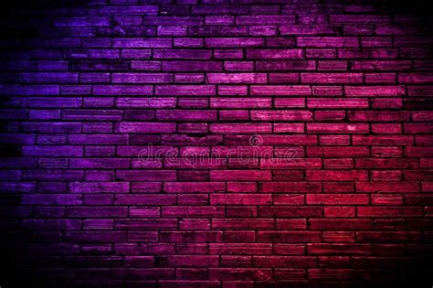 Neon light on brick walls that are not plastered background and texture ...