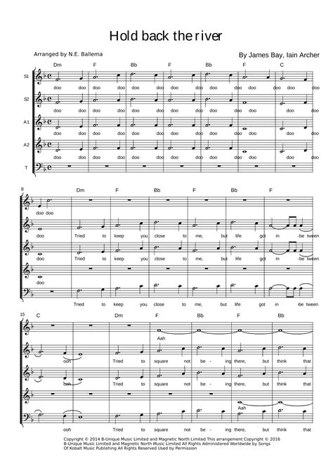 Hold Back The River (arr. N.E. Ballema) Sheet Music | James Bay | 5 ...