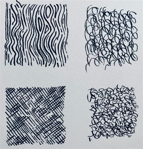 four different types of ink on paper with black and white lines in the middle, one is