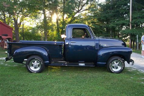 1950 Chevy Truck completed restoraton blue with belting painted black | Maine Mustang