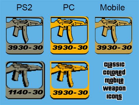 Classic Colored Mobile Weapon Icons - Textures - GTAForums