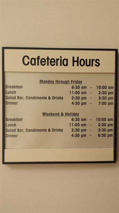 Menu at Cafeteria @ St. Francis Hospital, Charleston