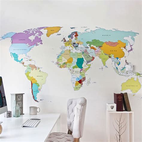 Printed world map vinyl wall sticker decal graphic for home and office walls | Vinyl Impression