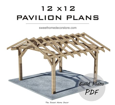 Diy 12 x 12 Gable Pavilion Plans in pdf. Carport plans. Square | Etsy