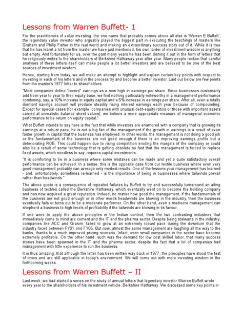 Warren Buffet Letters to Shareholders | Value Investing | Warren Buffett