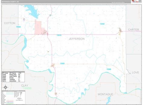 Jefferson County, OK Wall Map Premium Style by MarketMAPS