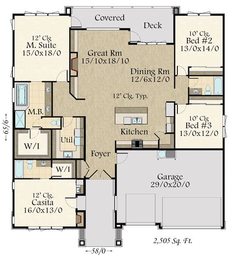 Beautiful One Story Modern Casita House Plan- Affordable Curb Appeal