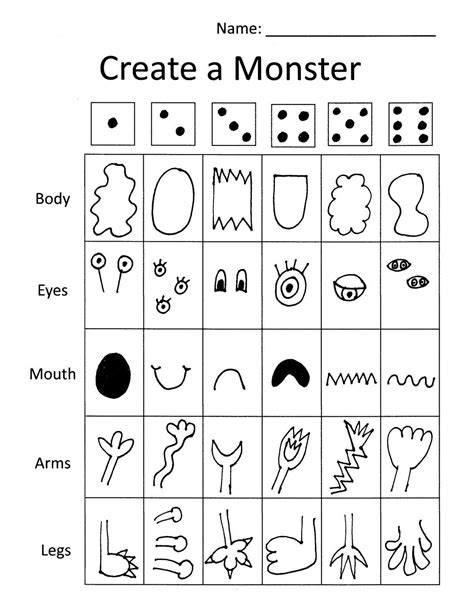 Monster Dice Drawing Game | Drawing games for kids, Drawing games, Art for kids