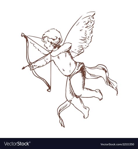 Adorable cupid with bow aiming or shooting arrow Vector Image