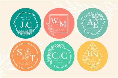 Premium Vector | Colorful wedding monogram collection