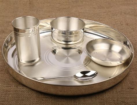 Silver Thali Set, Pattern : Plain, INR 70,000 / Kilogram by M. P. Bhama ...