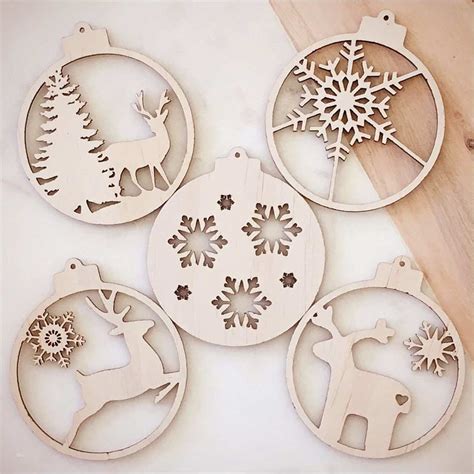 Cnc Vorlagen Weihnachten Hübsch Set Of 5 Various Christmas ornaments ...