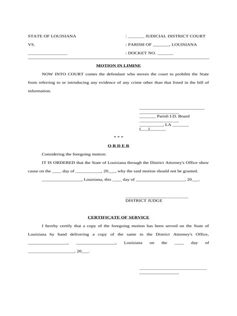 Motion in limine louisiana: Fill out & sign online | DocHub