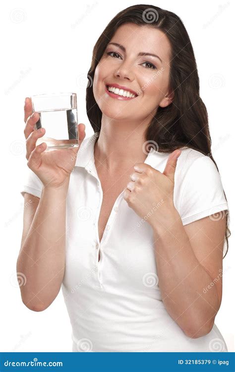 Young Beautiful Woman Drinking a Glass of Water Stock Image - Image of glass, adult: 32185379