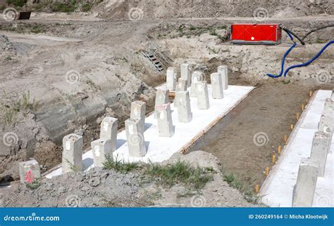 Concrete Piles Foundation for a New Building on Construction Site Stock Photo - Image of ...