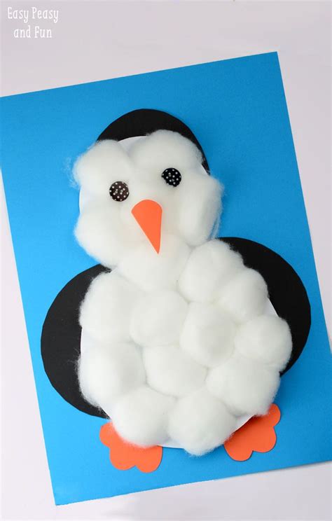 Cotton Balls Penguin Craft | Kinder basteln einfach, Basteln ...