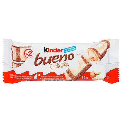 Kinder - Bueno White Chocolate, 39g | White chocolate, Bar ingredients, Chocolate