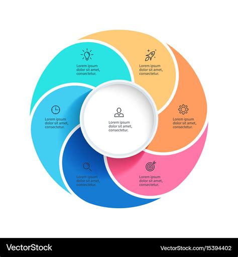 Pie chart presentation template with 6 Royalty Free Vector