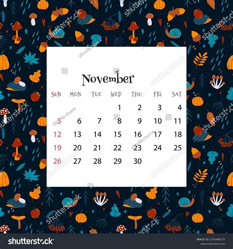 2023 Calendar November Vector Illustration Month Stock Vector (Royalty Free) 2192446171 ...