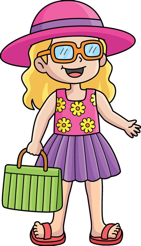 Girl in a Summer Outfit Cartoon Colored Clipart 27605487 Vector Art at Vecteezy