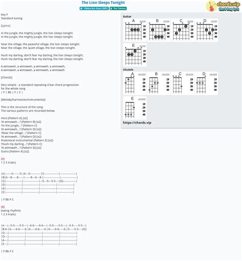 Chord: The Lion Sleeps Tonight - tab, song lyric, sheet, guitar ...