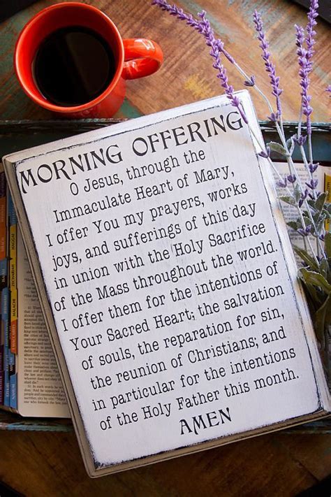 Rustic Catholic Morning Offering Prayer Sign in 2020 | Prayer signs, Prayers, Morning prayer ...