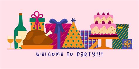 Welcome to party banner and element asset for design poster, invitation ...