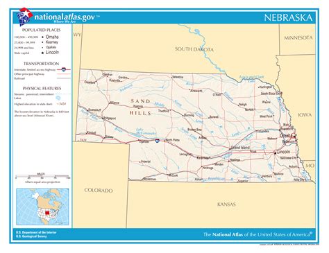 Large detailed map of Nebraska state | Nebraska state | USA | Maps of the USA | Maps collection ...