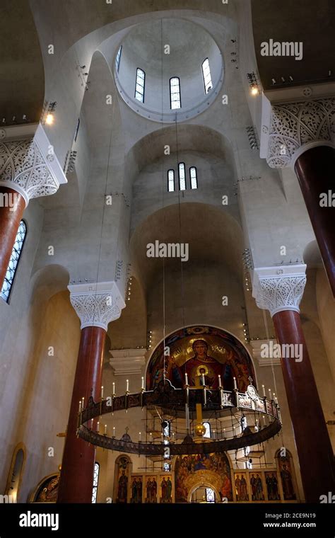 Belgrade / Serbia - July 17, 2019: Interior of the St. Mark Church (Crkva Svetog Marka), Serbian ...