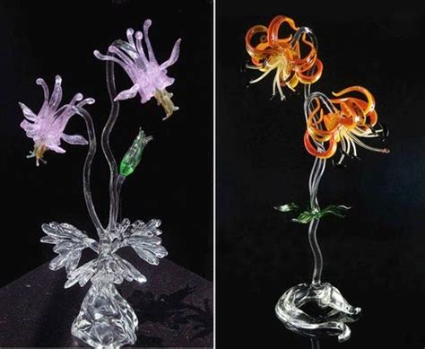 flower sculptures glass art by Ronnie Hughes ~ craft art ideas