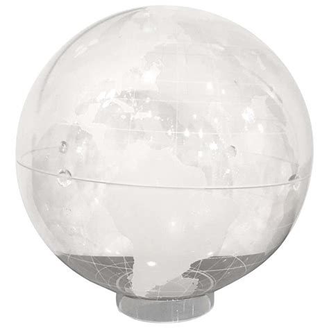 Clear Background Frosted Continents Lucite World Globe on Circular ...