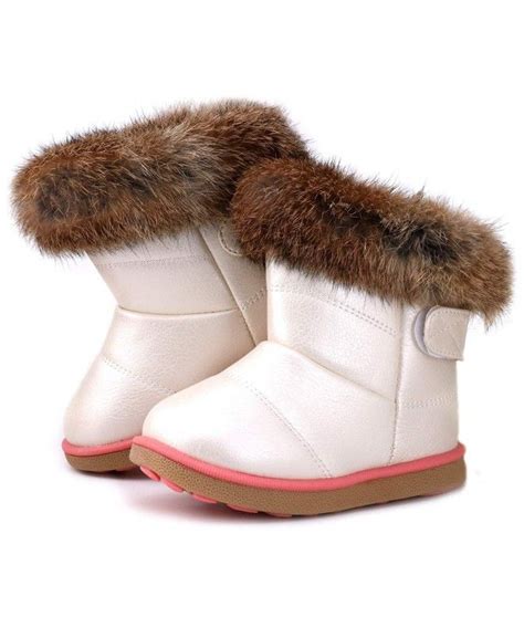 Toddler Girls Boots Fur Lined Winter Boots Shoes(Toddler/Little Kid) - White - CR12O3I74ZK