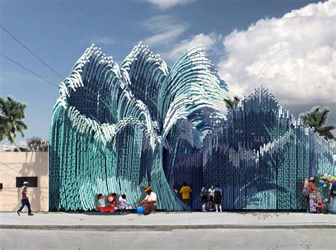 Ulf Mejergren Architects uses recycled plastic bottles for ocean waved ...