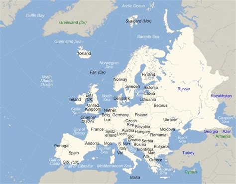 Map with the countries of Europe (2023) - Learner trip