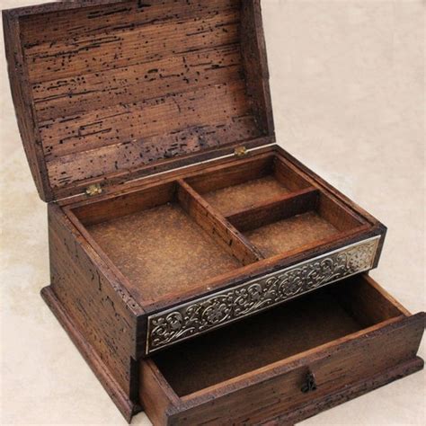 Personalized Rustic Jewelry Box unique details and drawer.