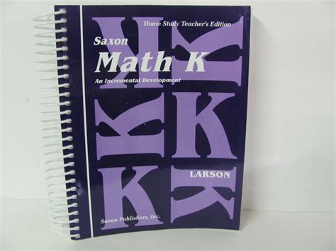 Math K Saxon Teacher's Edition Used Larson Kindergarten Mathematics ...