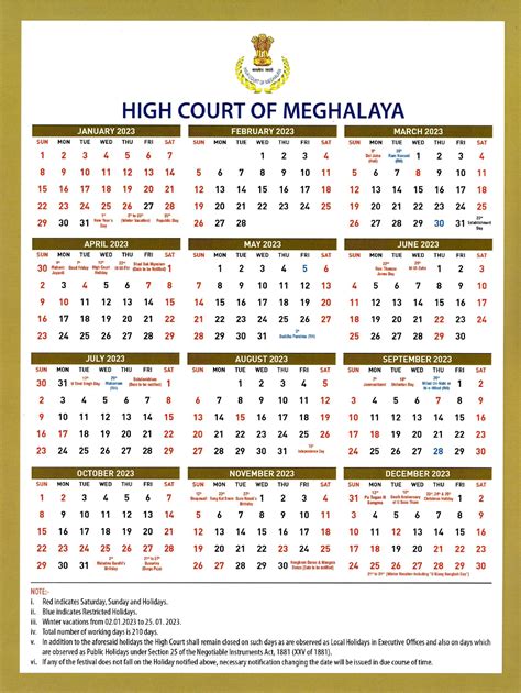 Meghalaya High Court Holiday 2023 | मेघालय उच्च न्यायालय अवकाश 2023