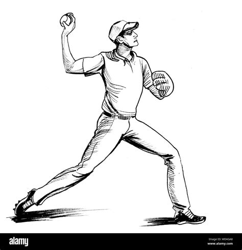 Baseball player throwing ball Black and White Stock Photos & Images - Alamy