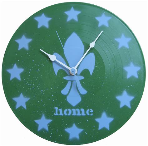 "home" fleur de lis clock | more fresh stencil-art recycled … | Flickr