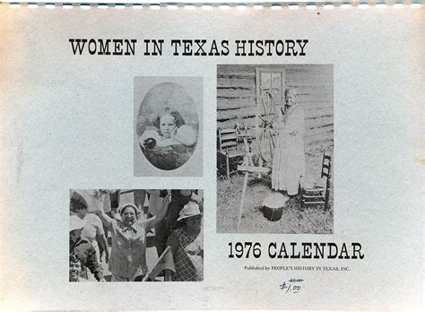 Women In Texas History Calendar - People's History in Texas