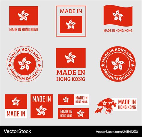 Made in hong kong icon set product labels hong Vector Image