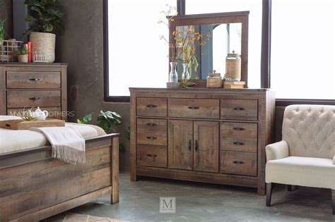 Four-Piece Rustic Farmhouse Bedroom Set in Brown | Mathis Brothers ...